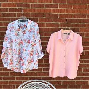 womens eddie bauer charter club shirt blouses peach pink orange white XXL